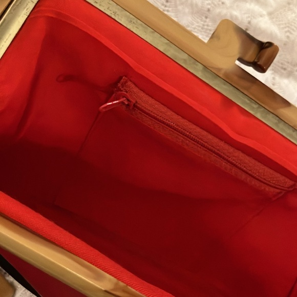 Vintage Three piece set red and black clutch purses marked Charlie